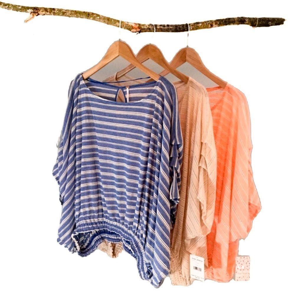 FREE People Azalea Eyelet Stripe Top in Coral